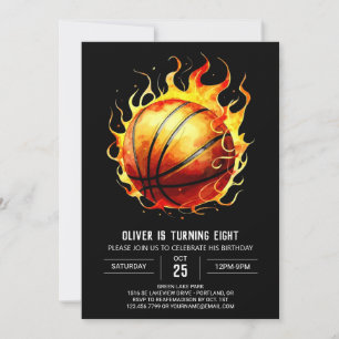 Barnens Boho-Anpassningsbar Basketball Birthday Inbjudningar