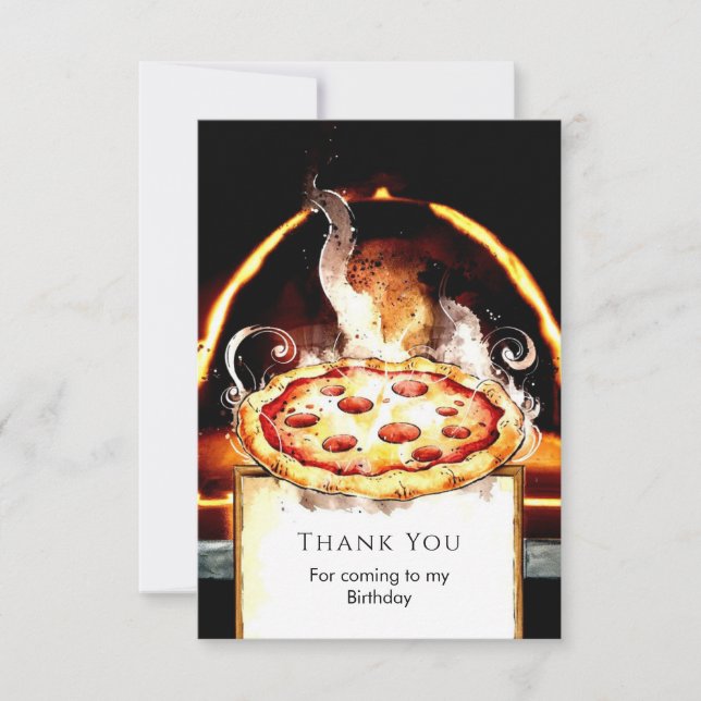 Barnens enkla pizzafödelsedag tack kort (Framsida)
