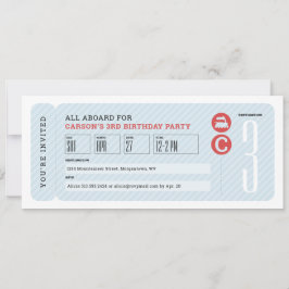 Barnens födelsedagsfest i tåg biljett inbjudningar