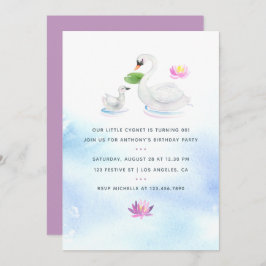 Barnens Födelsedagsfest inbjudan i svan