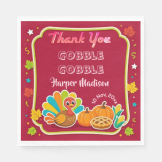 Barnens Gobble Gobble Thanksgiving Turkey Tacksamh Pappersservett