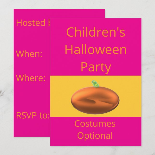 Barnens Halloween-kostymvalfri fest Inbjudningar (Fram/baksida)