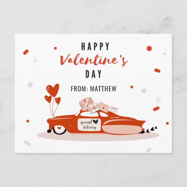 Barnens hjärtballonger med rött Valentines day-kor Helg Vykort (Framsida)