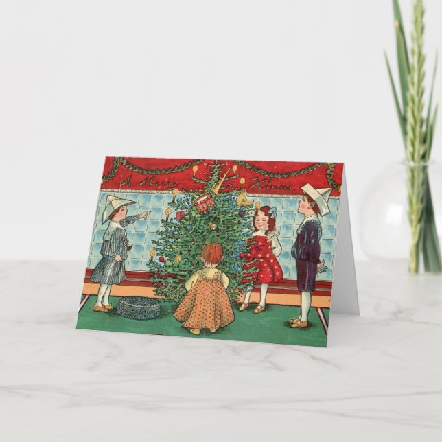 Barnens jul vintagekort  helgkort (Framsida)