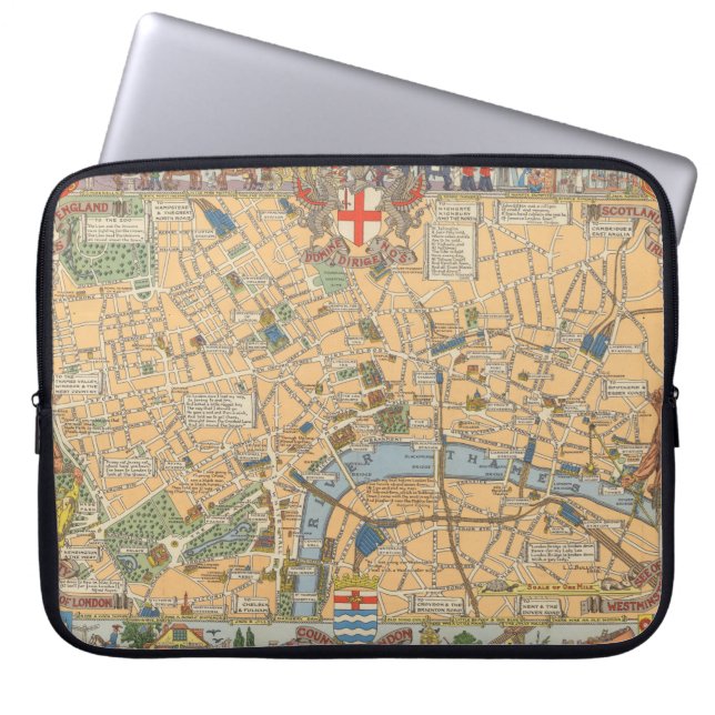 Barnens Karta i London, England Laptop Fodral (Framsidan)