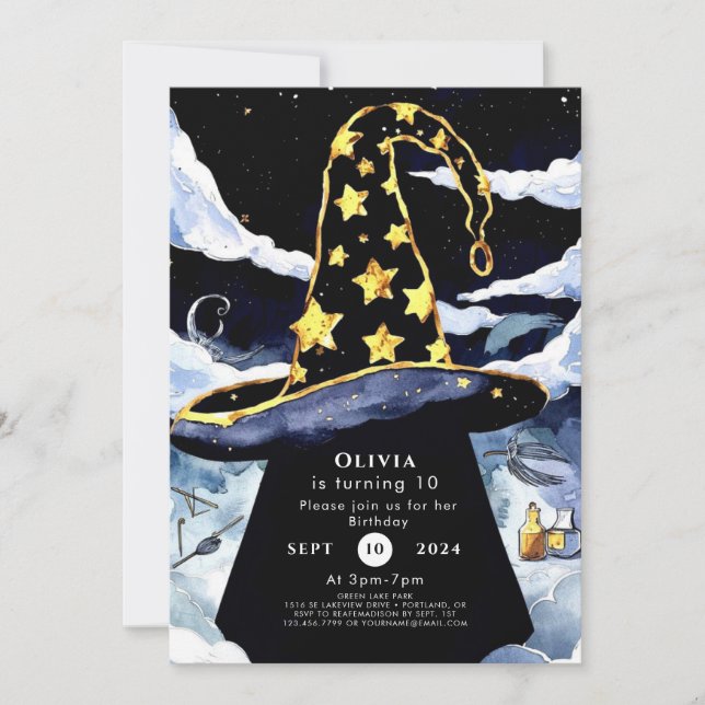 Barnens Magiska Trollkarls Födelsedag Inbjudningar (Framsida)