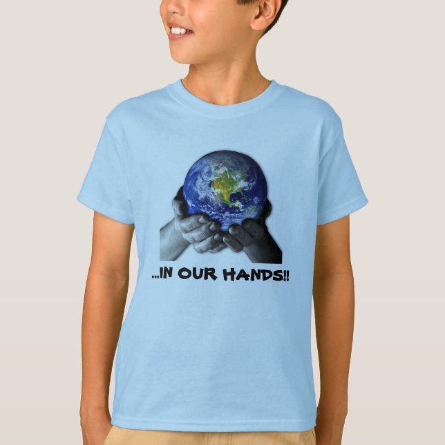 BARNENS ORGANISKA TEE SHIRT - EARTH HÄNDER (Framsida)