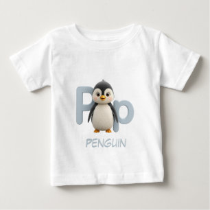 Barnens pedagogiska T-shirt med bokstaven P Pingvi