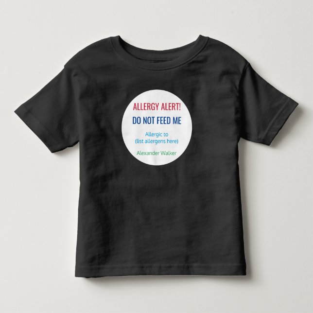 Barnens Personlig Matar mig inte Allergy Alert Tee Shirt (Framsida)