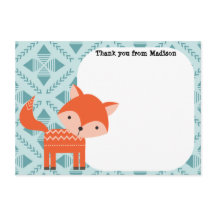 Barnens platta tacksamhetskort Röd Räv