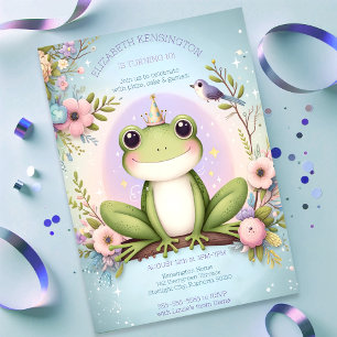 Barnens prinsessa Frog Cute Birthday Party Inbjudningar