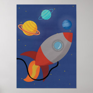 Barnens rymdskeppsraketaffisch poster