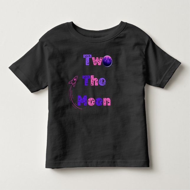 Barnens rymdtema Tee - "Two the Måne" T-Shirt, Ast (Framsida)