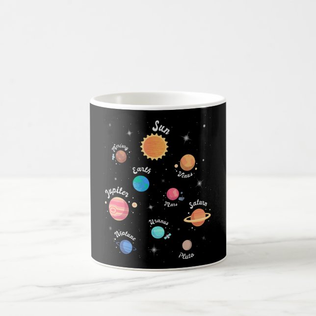 Barnens solsystem planeter kunskap yttre rymden kaffemugg (Center)