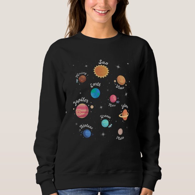 Barnens solsystem planeter kunskap yttre rymden t shirt (Framsida)