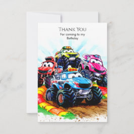 Barnens Spår Monster Truck Födelsedag Tack Kort