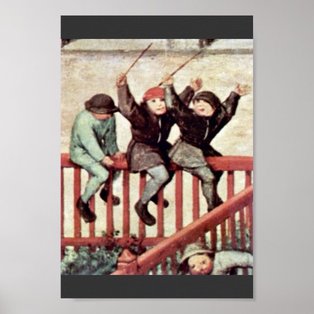 Barnens spel detaljerat efter Bruegel D. Ä. Piete Poster (Framsidan)