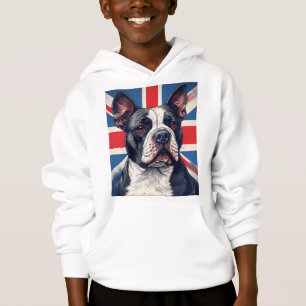 Barnens Staffordshire Bull Terrier Union Jack-hood T Shirt