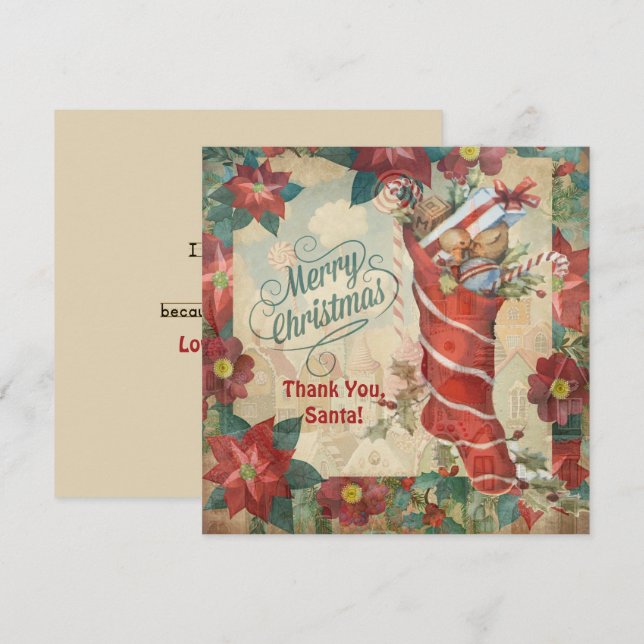 Barnens Tack-svar till Tomte Kort (Fram/baksida)