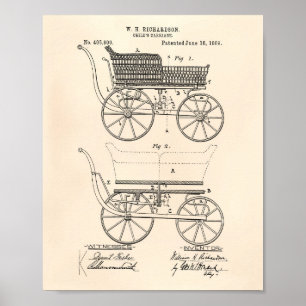 Barnens transport 1889 Patent Art Old Peper Poster