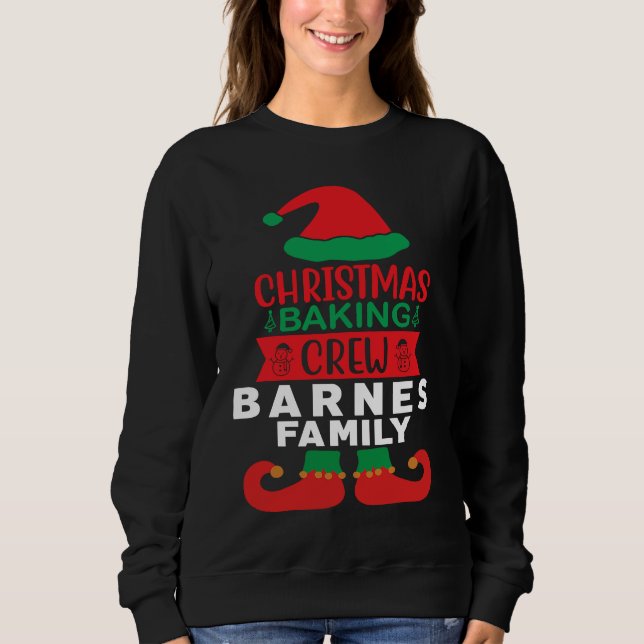 Barnes Family Christmas Baking Crew Matching Elf T Shirt (Framsida)