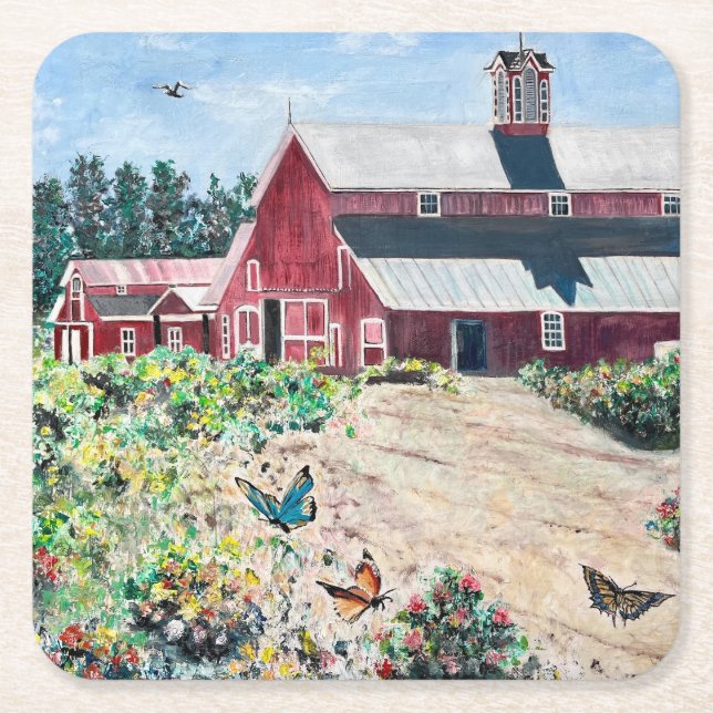 Barnes och fjärilar underlägg papper kvadrat (Framsidan)