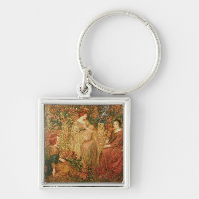 Barnet Fyrkantig Silverfärgad Nyckelring (Framsidan)