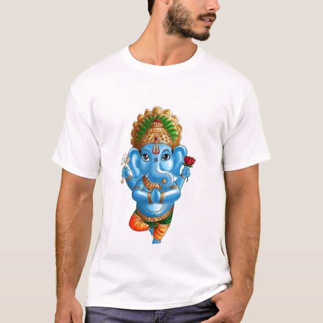 Barnet Ganesha i en Vrksasana (träd) Yoga poserar T-shirt (Framsida)