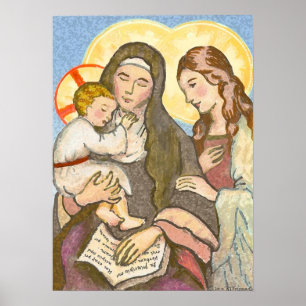 Barnet Jesus med hans mor och farmor Poster