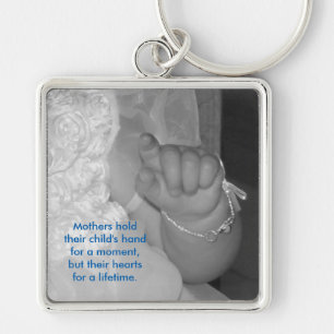 Barnet räcker Keychain Fyrkantig Silverfärgad Nyckelring