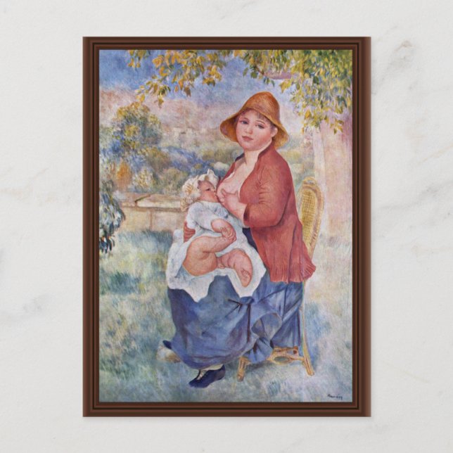 Barnet vid brösten (Moderskap). Vykort (Framsida)