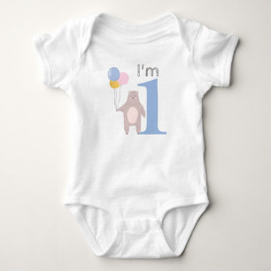 Barnets 1:a födelsedag Rolig björn med ballonger T Shirt