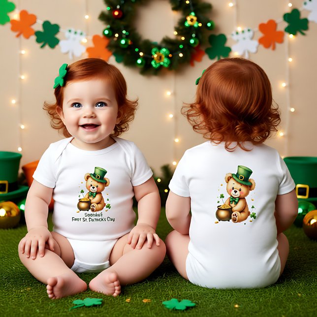 Barnets 1:a St. Patrick's Day, Kruka med fniss T Shirt (Baby's 1st St. Patrick's Day, Pot o’ Giggles Baby Bodysuit)