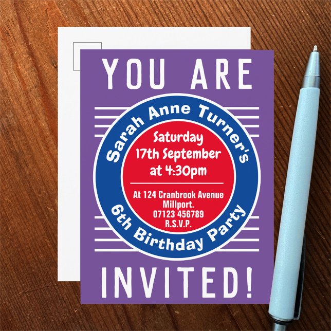 Barnets 6e Födelsedagsfest inbjudan (Skapare uppladdad)