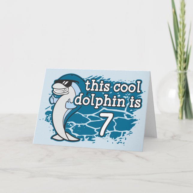 Barnets 7-årsdag Denna coola delfin är sju Kort (Framsida)