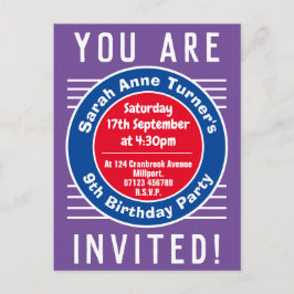 Barnets 9-års födelsedagsinbjudan inbjudan vykort