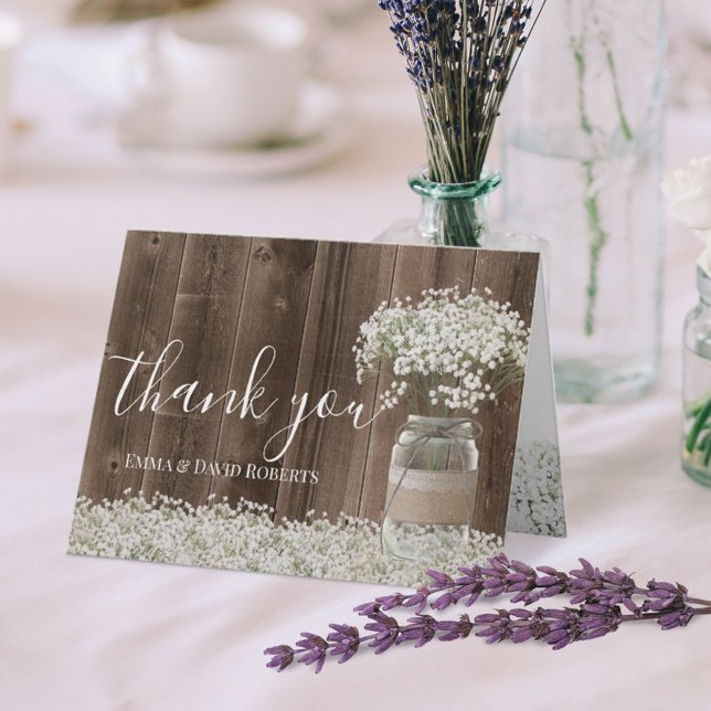 Barnets andedräkt Blommigt Burk Rustic Wood Tack Kort (Skapare uppladdad)