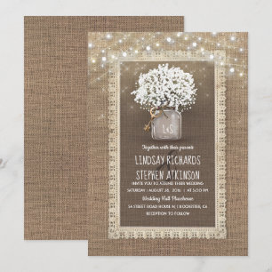 Barnets andedräkt Burk Rustic Burlap Snöre Bröllop Inbjudningar