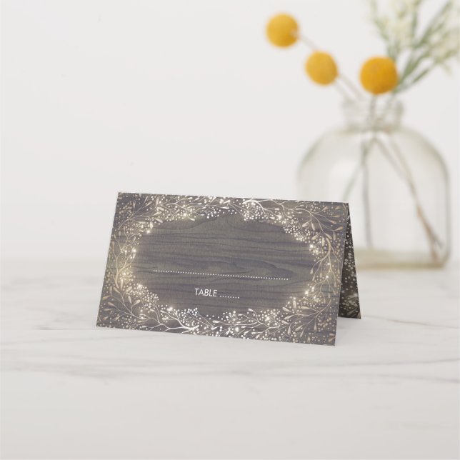 Barnets andedräkt Guld Blommor Utandning Rustic Br Placeringskort (Framsida)