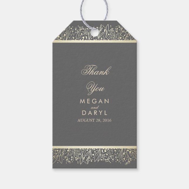 Barnets andedräkt Guld Bouquet Bröllop Presentetikett (Framsidan)