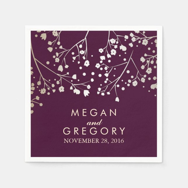 Barnets andedräkt Guld och plommon Bröllop Pappersservett (Framsidan)