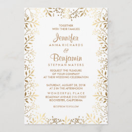 Barnets andedräkt Guld och vita Bröllop Inbjudningar