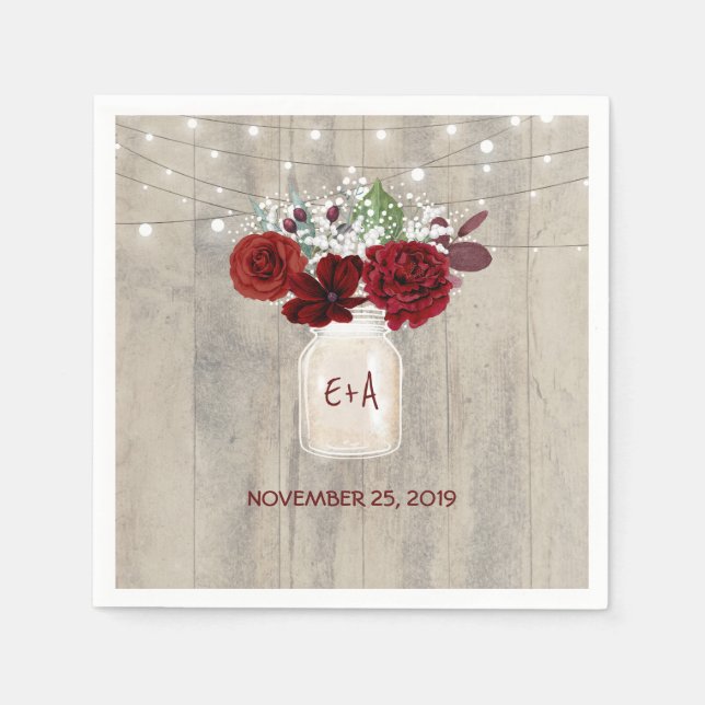 Barnets andedräkt och Burgundy Blommigt Mason Burk Pappersservett (Framsidan)