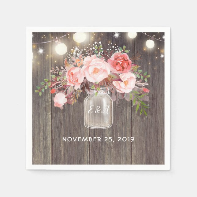 Barnets andedräkt och Rosa Blommigt Mason Burk Rus Pappersservett (Framsidan)