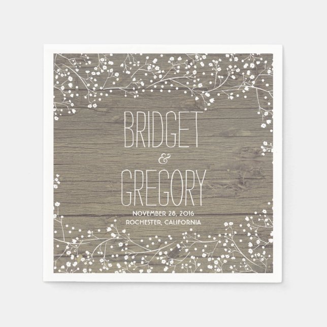 Barnets andedräkt Rustic Barn Wood Bröllop Pappersservett (Framsidan)