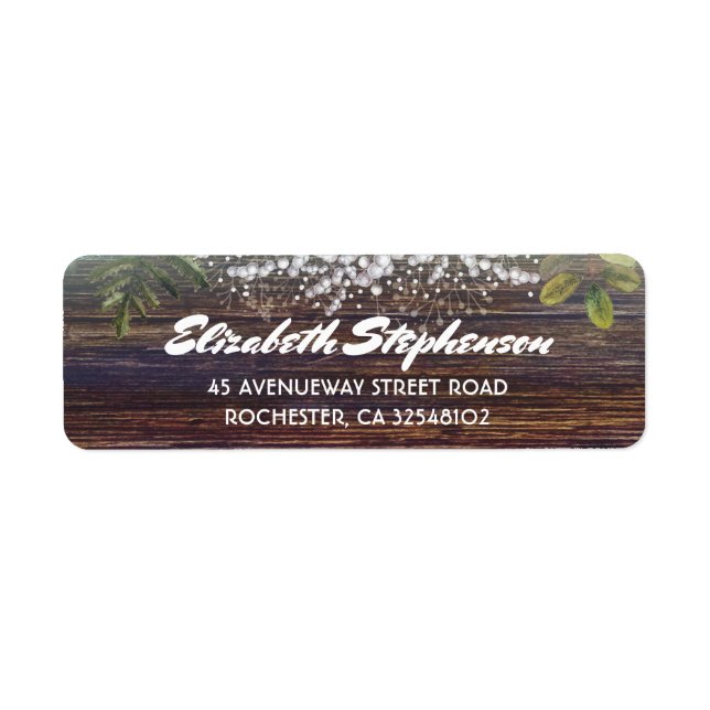 Barnets andedräkt Rustic Barn Wood Bröllop Returadress Etikett (Framsidan)
