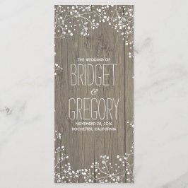 Barnets andedräkt Rustic Wood-Bröllopsprogram Program