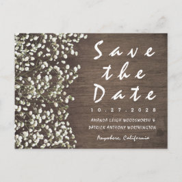 Barnets andningsbarn Wood Save Date Card Meddelande Vykort