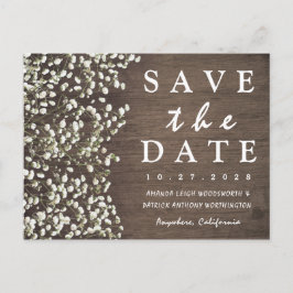 Barnets andningsbarn Wood Save Date Card Meddelande Vykort