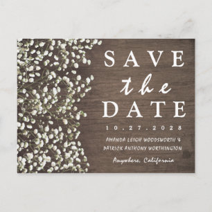 Barnets andningsbarn Wood Save Date Card Meddelande Vykort
